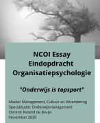 Essay Ncoi Organisatiepsychologie Master Management Cultuur Verandering / Management, Cultuur En Verandering - Knoowy