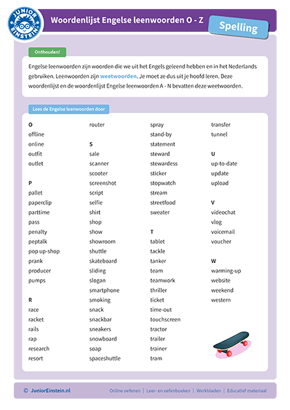 Woordenlijst Engelse Leenwoorden A - N