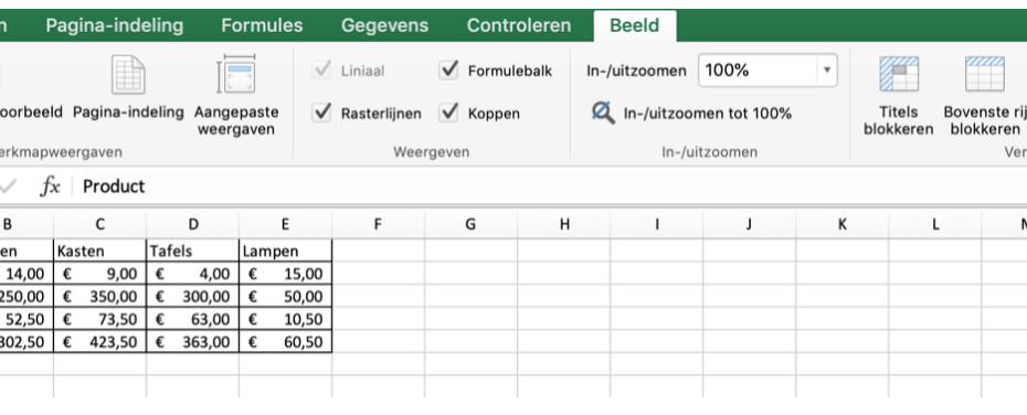 Een Kolom Vastzetten In Excel - Handleiding Excel