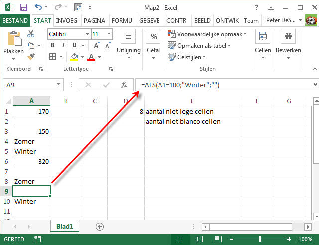 Gratis Tips Excel - Aantal Daadwerkelijk Niet Lege Cellen