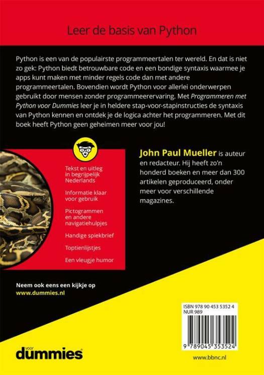 Programmeren Met Python Voor Dummies | John Paul Mueller | Programmeren |  9789045353524 | Standaard Boekhandel