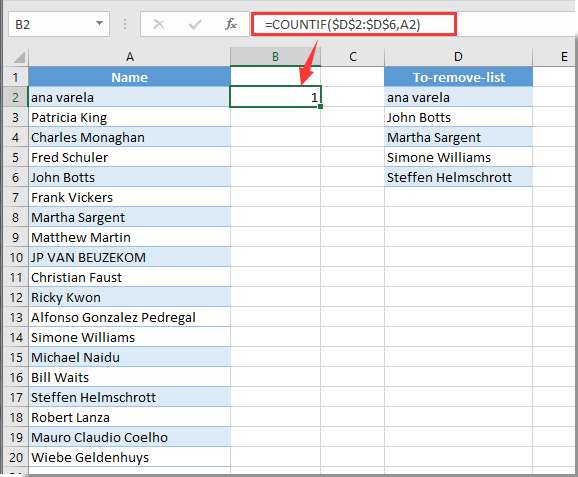 Hoe Waarden In De Ene Lijst Van De Andere In Excel Uitsluiten?