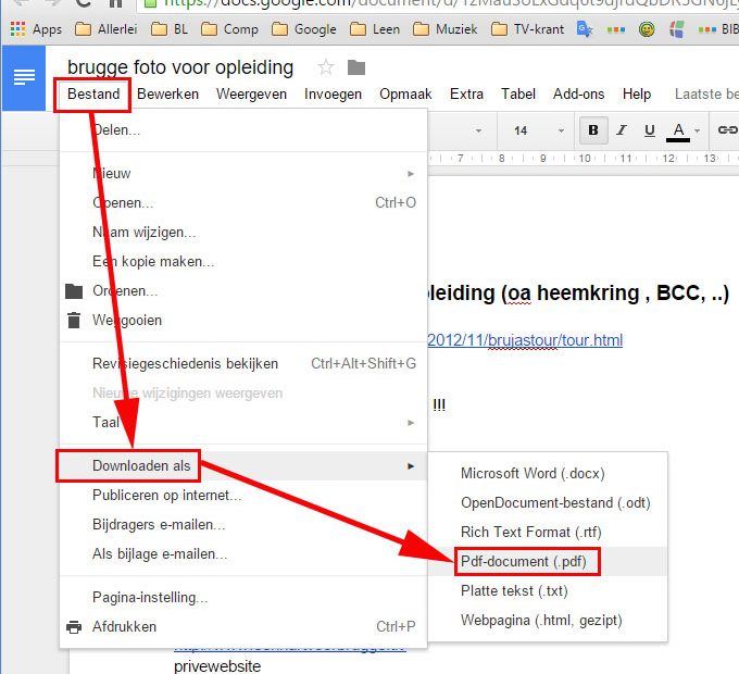 Document In Google Drive Opslaan Als Pdf - Tekst - Voor Webbouwers - Tips -  Artikel - Bruggelokaal