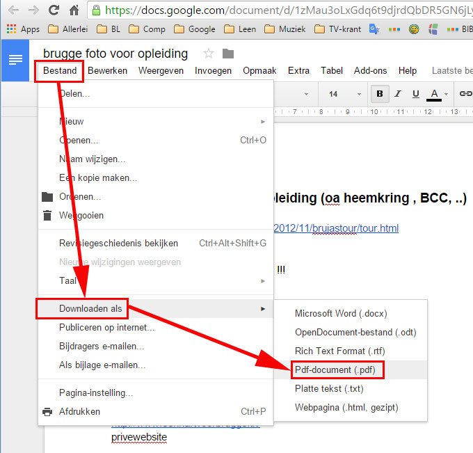 Document In Google Drive Opslaan Als Pdf - Tekst - Voor Webbouwers - Tips -  Artikel - Bruggelokaal