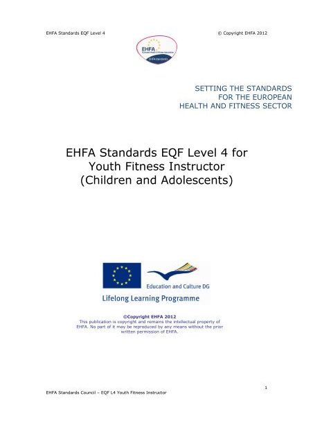 Ehfa Standards Eqf Level 4 For Youth Fitness Instructor (Children ...