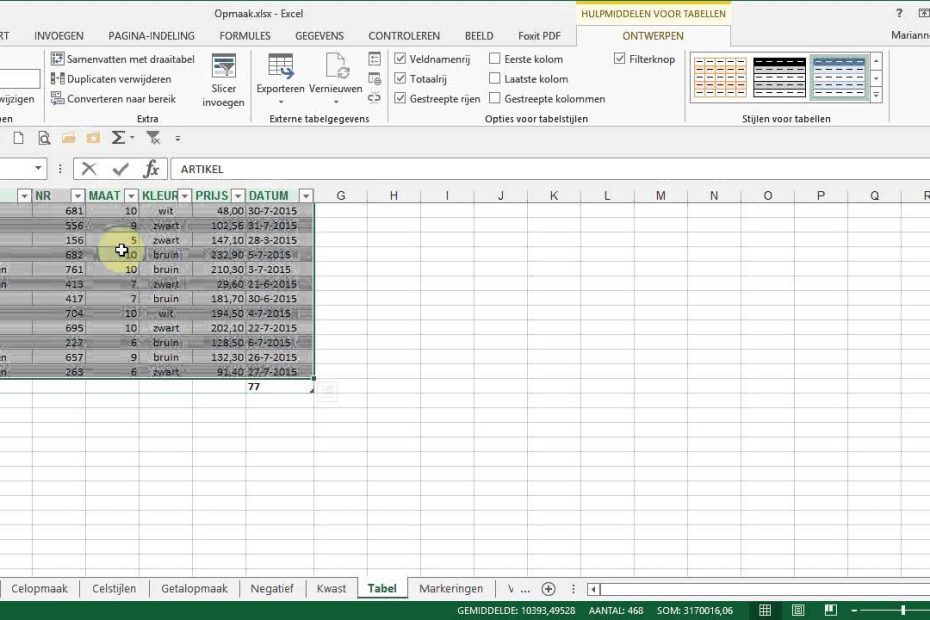 Tabel Maken In Excel - Youtube