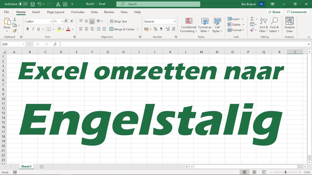 Excel In Engels Zetten