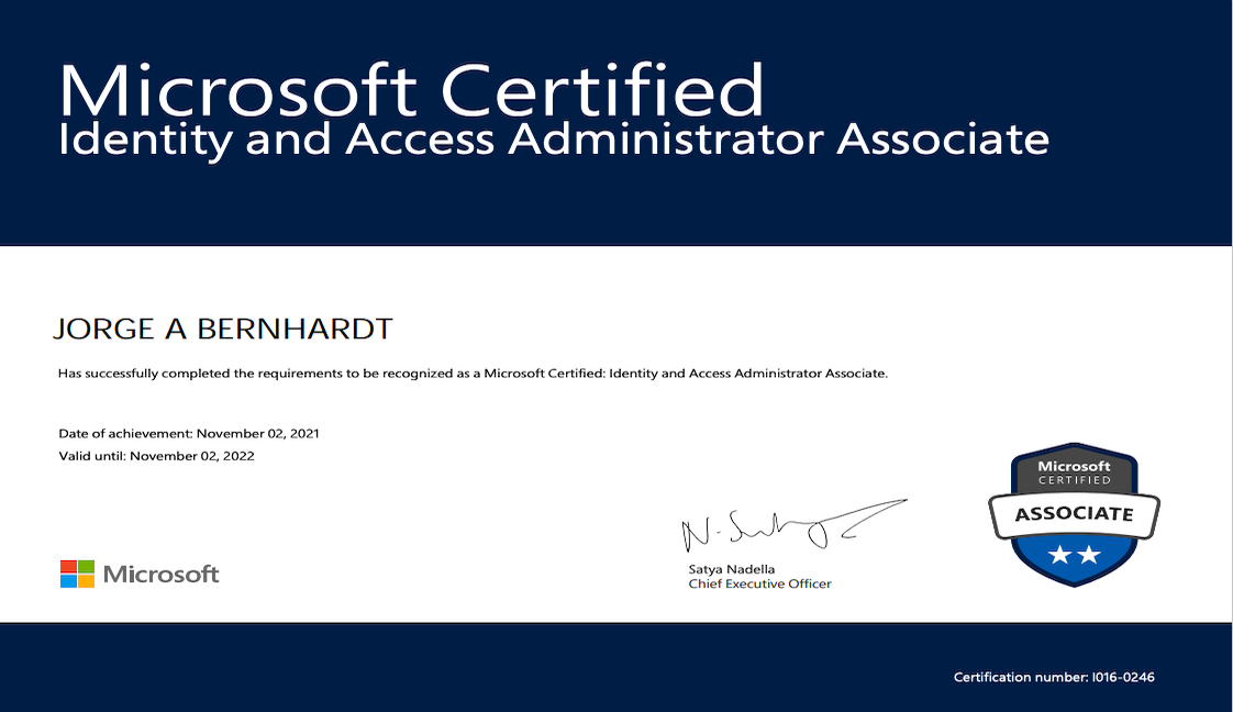 Passed Microsoft Sc-300: Microsoft Identity And Access Administrator » Jorge Bernhardt