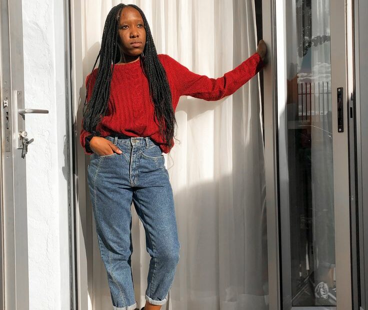 It'S Red | Oversized Red Sweater, Mom Jeans, Red Sweaters