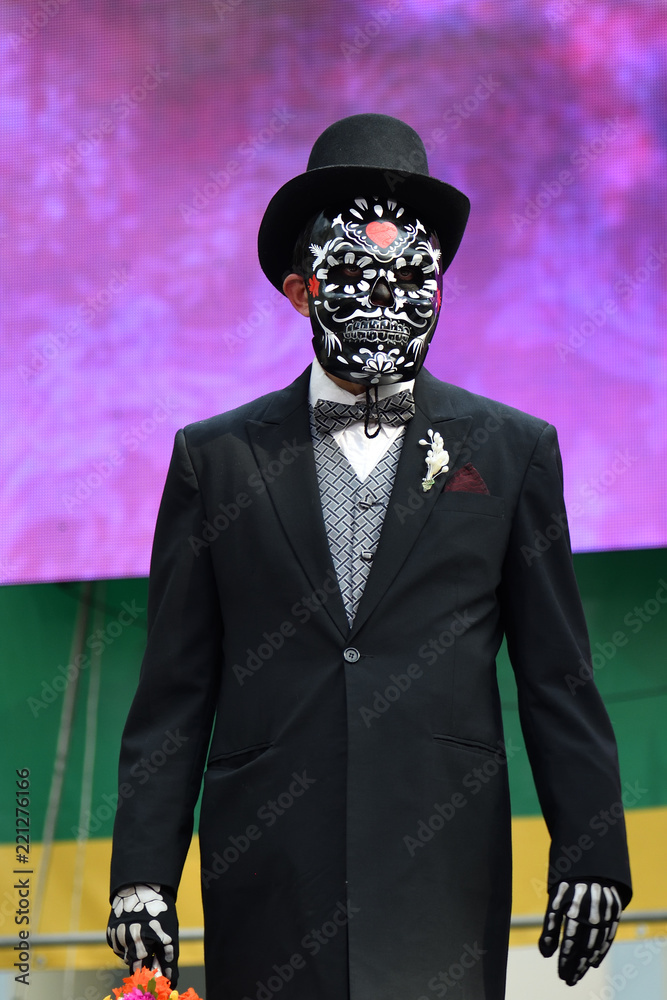 Dia De Los Muertos Carnival. Sugar Skull Makeup Man. Day Of The Dead Stock  Photo | Adobe Stock