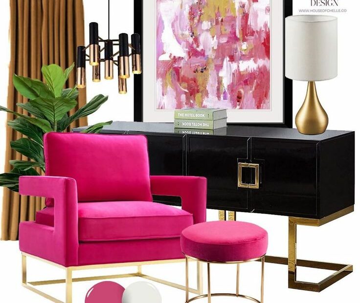 Pink, Black And Gold Modern Living Room Design - Glam Home Decor In Pink, Black  And Gold. Cli… | Apartment Interior Design, Home Interior Design, Living  Room Decor