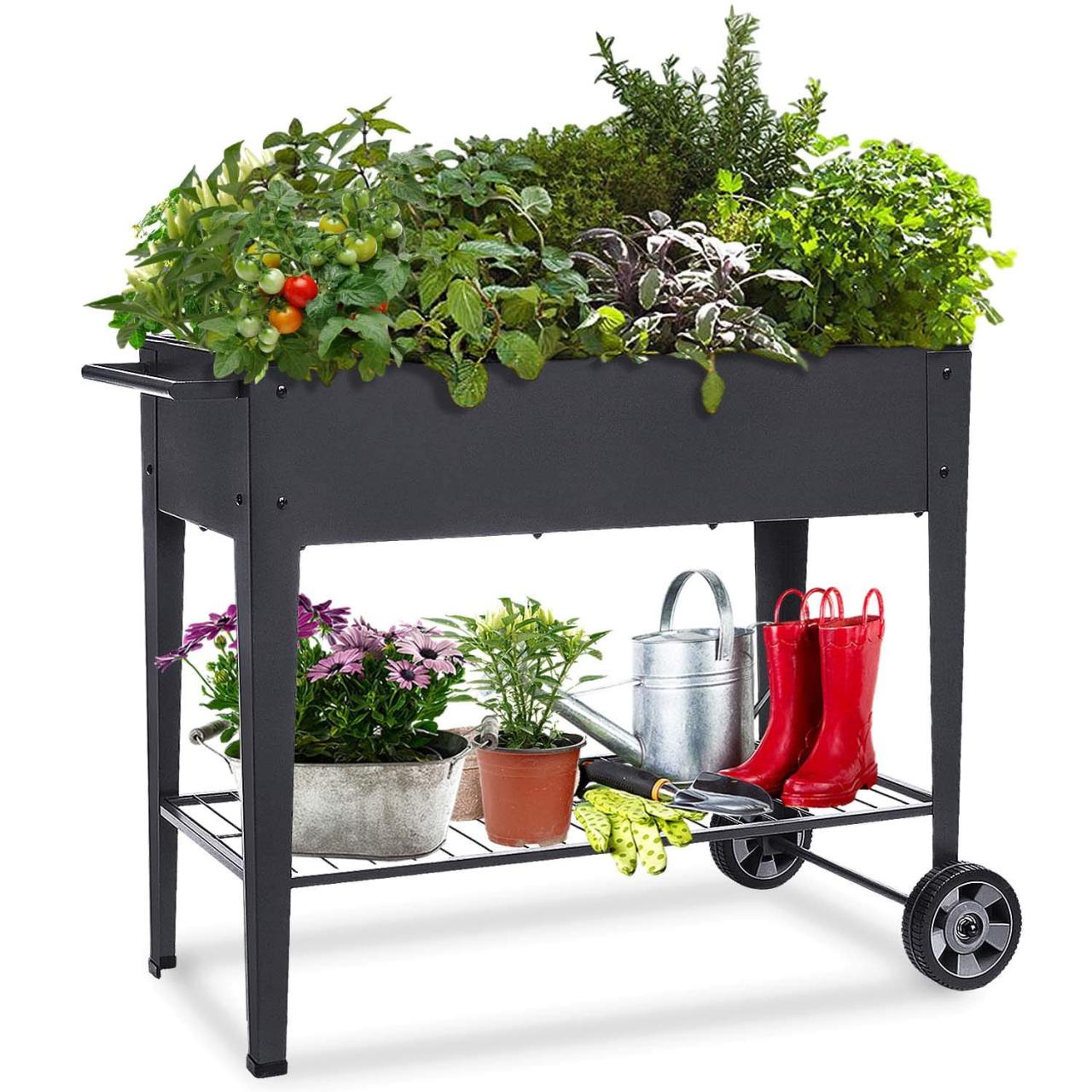Foyuee Raised Planter Box With Legs Outdoor Elevated Garden Bed On Wheels  Gardening For Vegetables Flower Herb Patio Planting - Walmart.Com