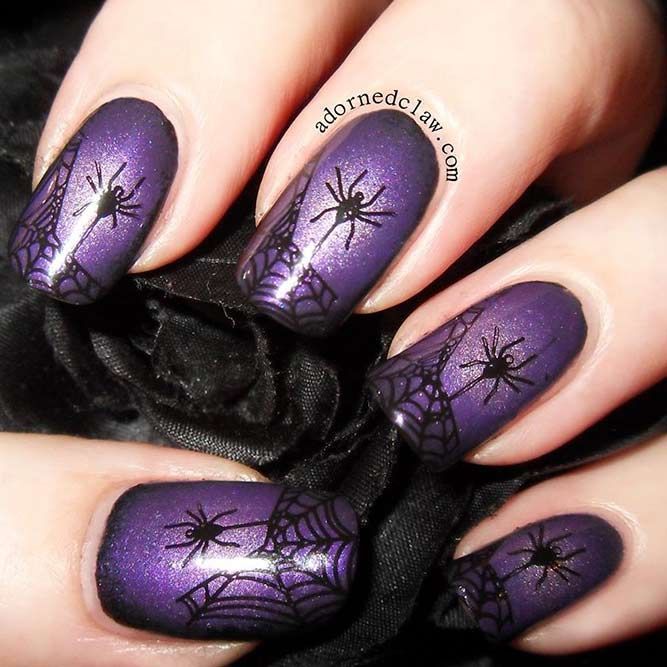 50 Halloween Nails Designs To Terrify | Halloween Nail Designs, Gothic Nails,  Purple Acrylic Nails