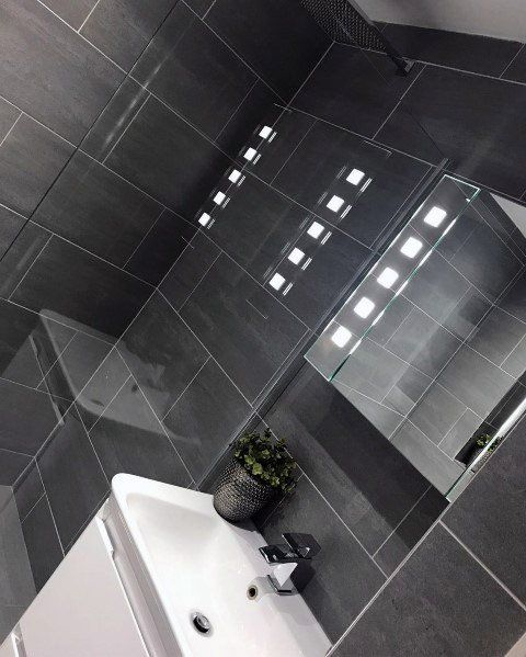 Top 60 Best Grey Bathroom Tile Ideas - Neutral Interior Designs | Dark Grey  Tile Bathroom, Grey Bathroom Tiles, Dark Gray Bathroom