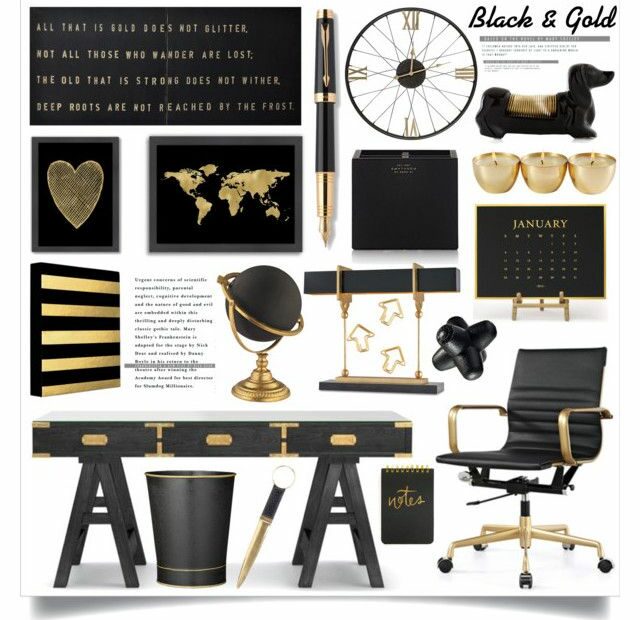 Black & Gold Office Decor | Gold Office Decor, Black Gold Office, Work Office  Decor