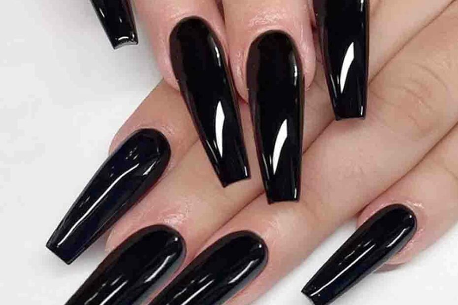 Amazon.Com: Outyua Super Long Fake Nails Coffin Glossy Press On Nails  Ballerina Acrylic Designer False Nails Tips Artificial Full Cover Nail With  Design For Women And Girls 24Pcs (Black) : Beauty &