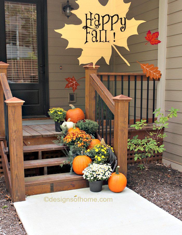 How To Decorate Your Front Steps For Fall, For Under  | Fall Outdoor  Decor, Fall Front Steps, Front Porch Decorating