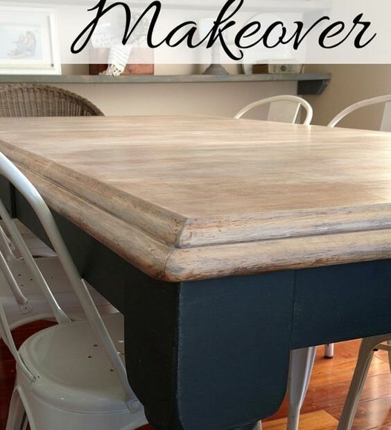 Limewashed Table Makeover • Our Storied Home | Kitchen Table Makeover,  Shabby Chic Kitchen Table, Dining Table Makeover
