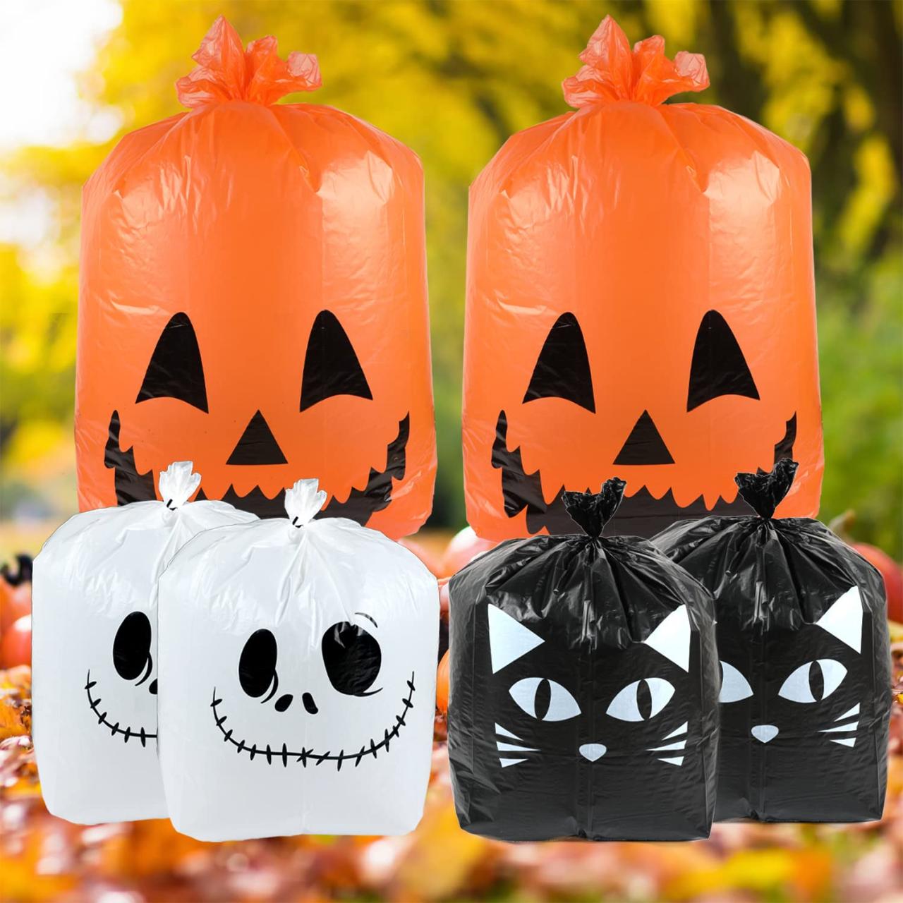 Amazon.Com: Labeol Halloween Pumpkin Leaf Bags 6Pcs Halloween Decorations  Outdoor Halloween Lawn Bags With Ties Halloween Goodie Bags Trash Bag Yard  Waste Bags Fall Garden Decor : Health & Household