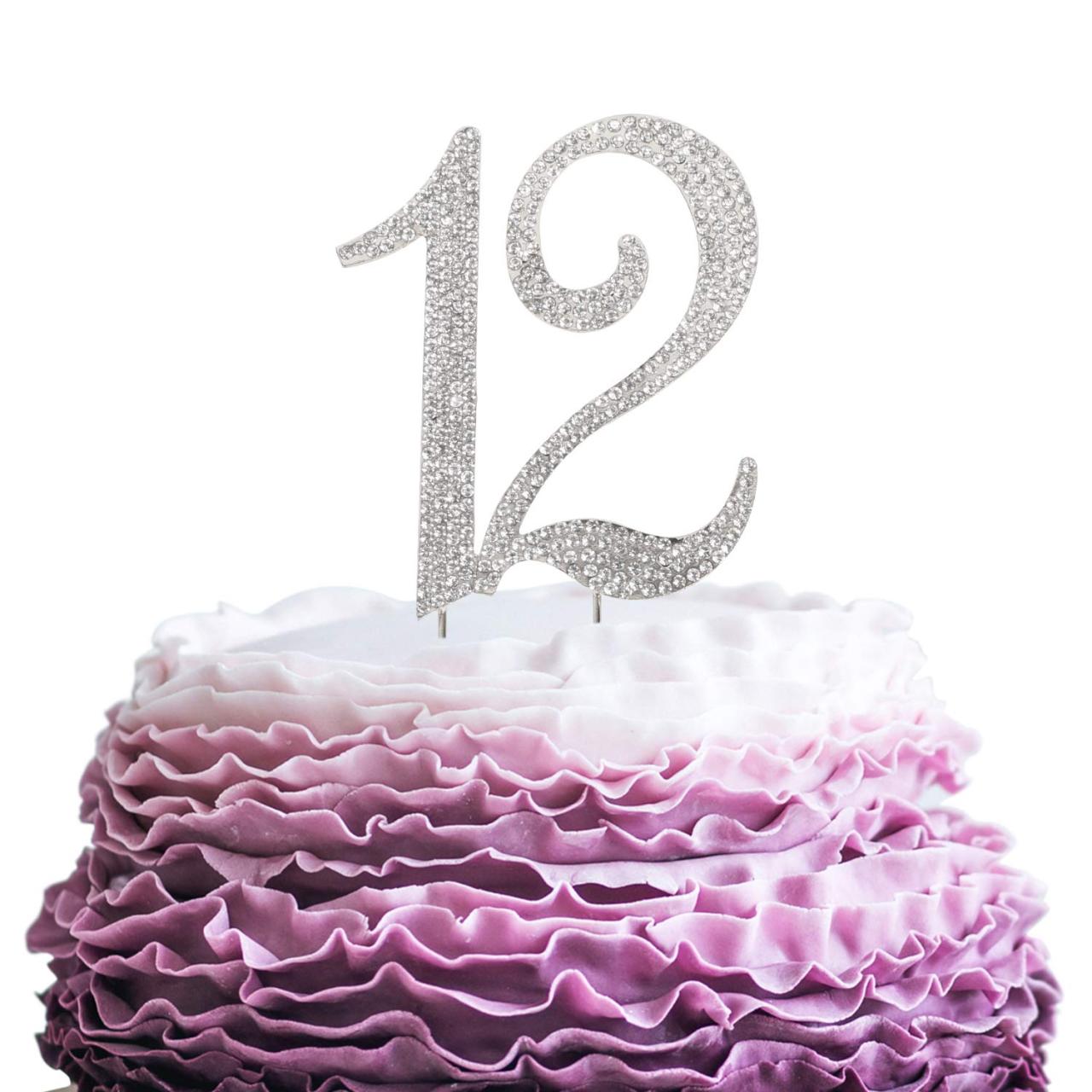 Amazon.Com: Lingpar 12 Years Birthday Cake Topper - New Best Crystal  Rhinestone 12Th Wedding Anniversary Or 12 Years Old Cake Topper Party  Decoration Silver : Grocery & Gourmet Food