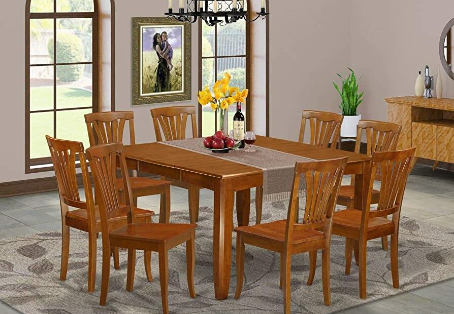 Amazon.Com - East West Furniture 9 Pc Dining Room Set For 8-Square Table  With Leaf And 8 Dining Chairs - Table & Chair Sets