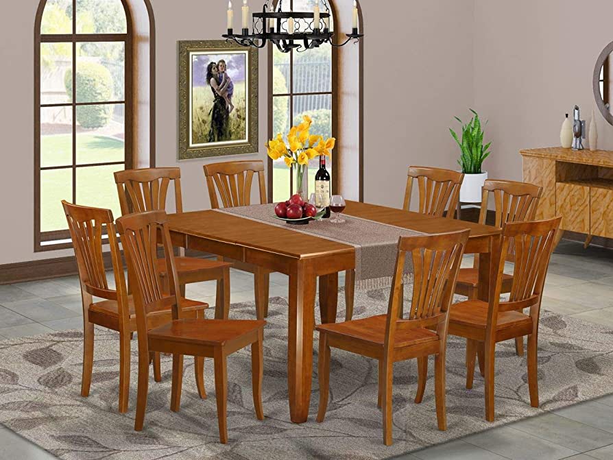 Amazon.Com - East West Furniture 9 Pc Dining Room Set For 8-Square Table  With Leaf And 8 Dining Chairs - Table & Chair Sets