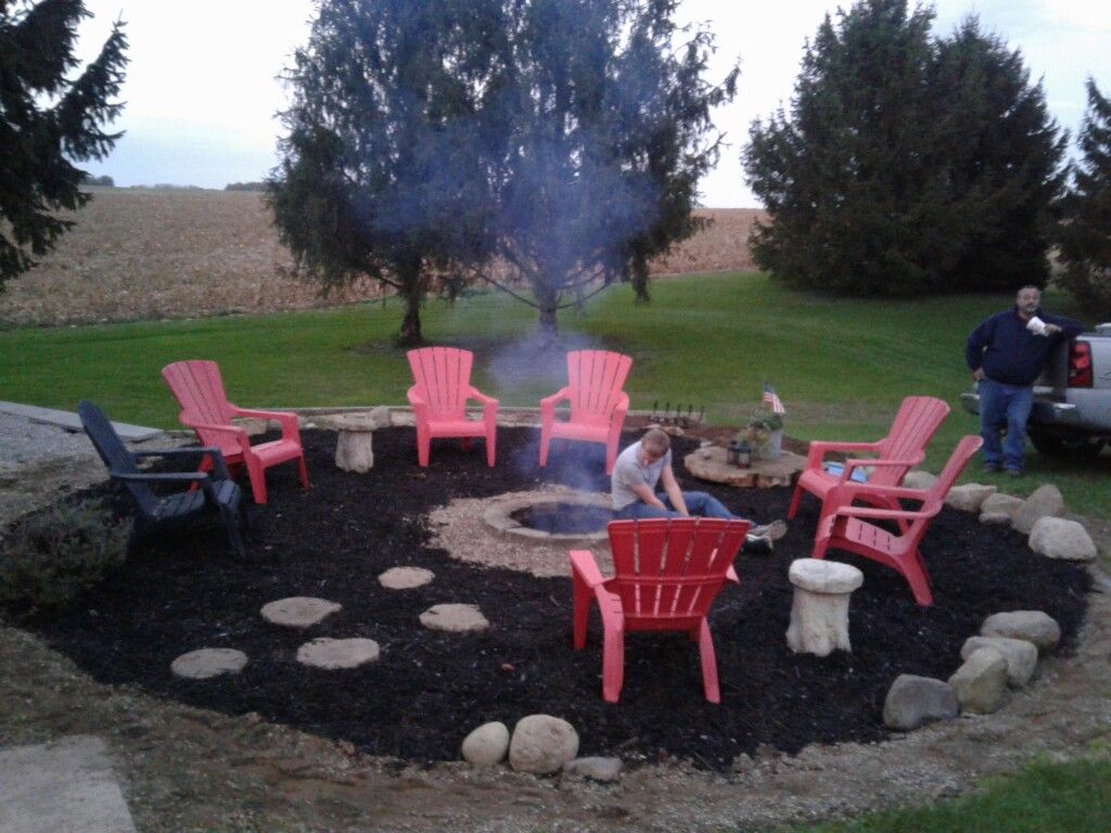 Took Down The Pool And Made A Huge Fire Pit Area. Added Black Mulch, Fire  Pit With Block And Pea Gravel. Used Ro… | Fire Pit Backyard, Fire Pit Area, Fire  Pit