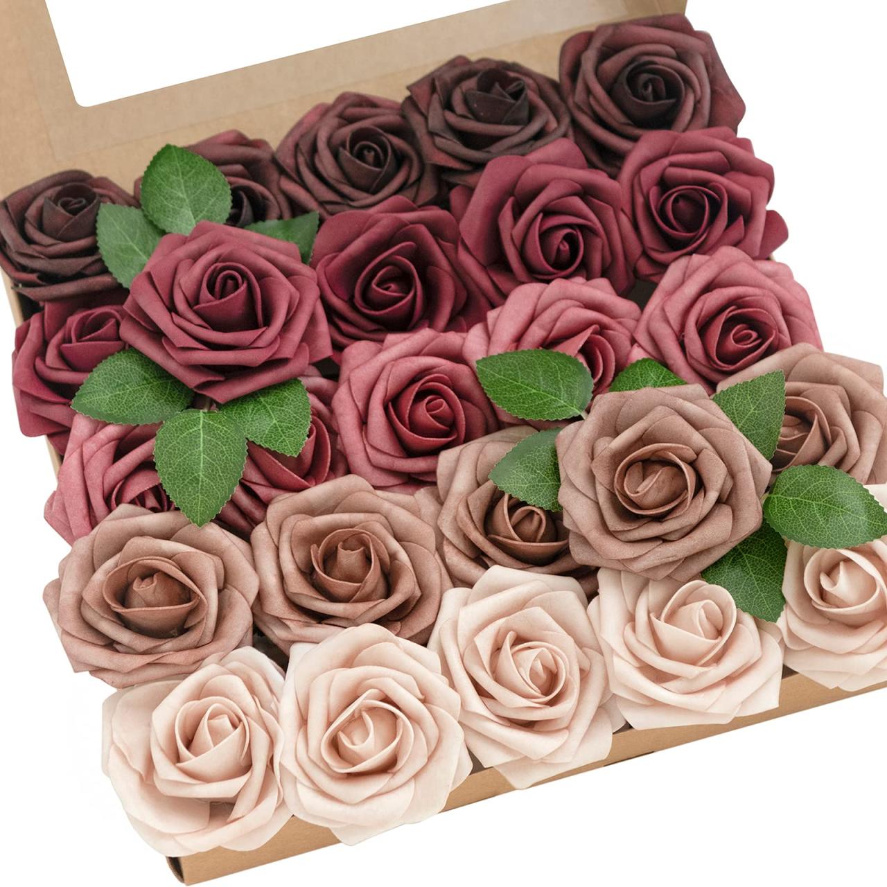 Amazon.Com: Ling'S Moment Artificial Roses Flowers 25Pcs Cinnamon Ombre  Colors Fake Roses With Stem For Diy Wedding Bouquets Centerpieces  Arrangments Decorations : Home & Kitchen