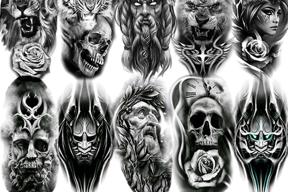 Amazon.Com: 24 Sheets Fake Tattoos Temporary Tattoos For Adults Men Women  Tattoo Sleeve Tattoo Ttickers Black Waterproof Realistic Tatoo Forearm Half  Sleeve, Skull Warrior Tiger Flower Halloween Rose Animals Large Tribal Lion