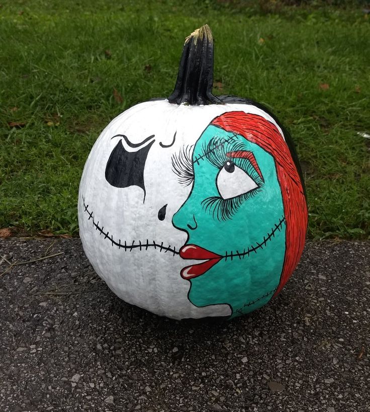 Nightmare Before Christmas Sally And Jack Painted Pumpkin | Nightmare  Before Christmas Pumpkin, Christmas Pumpkins, Pumpkin Halloween Decorations