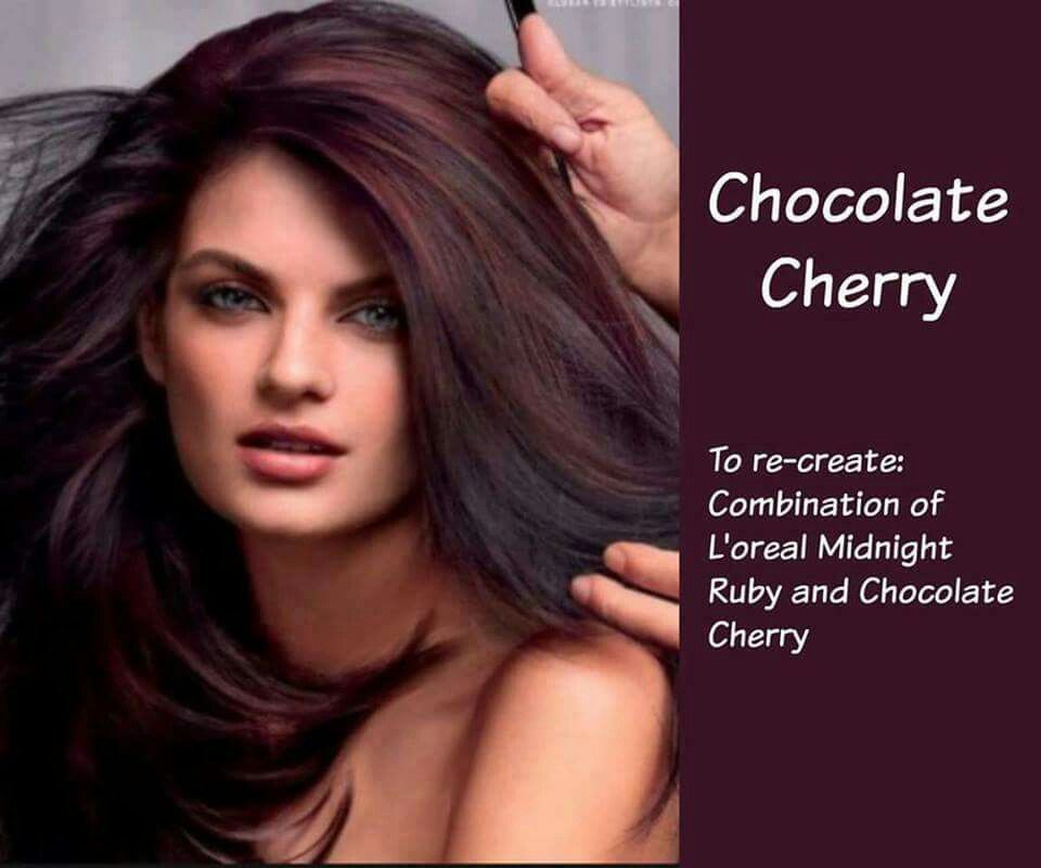 Hair Color Chocolate Cherry Combination Of L'Oréal Midnight Ruby And Chocolate  Cherry | Cherry Hair Colors, Cherry Hair, Hair Color Chocolate