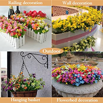 Amazon.Com: 6 Bundles Outdoor Artificial Flowers For Decoration,Silk Flowers  Uv Resistant Fake Flowers No Fade Faux Flowers Bouquet Hanging Plants For  Indoor Outside Farmhouse Home Garden Rainbow Daisy Mums : Home &