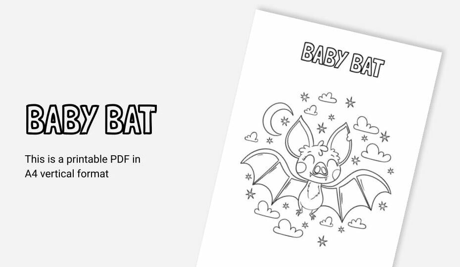 Cute Bat | Printable Coloring Worksheet