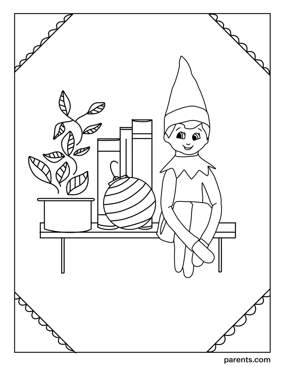 7 Elf On The Shelf Inspired Coloring Pages For Kids