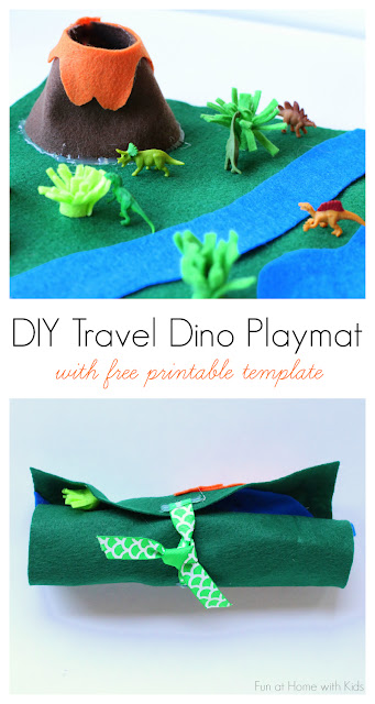Diy No-Sew Portable Travel Dinosaur Playmat With Free Printable Template