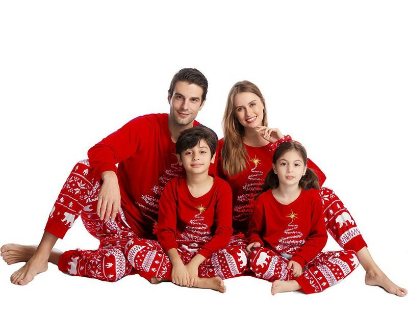 Family Christmas Matching Red Pajamas Father Mother Kids Clothing Set –  Christmasgiftsnz.Co.Nz