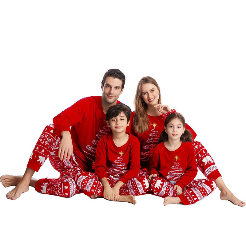 Family Christmas Matching Red Pajamas Father Mother Kids Clothing Set –  Christmasgiftsnz.Co.Nz