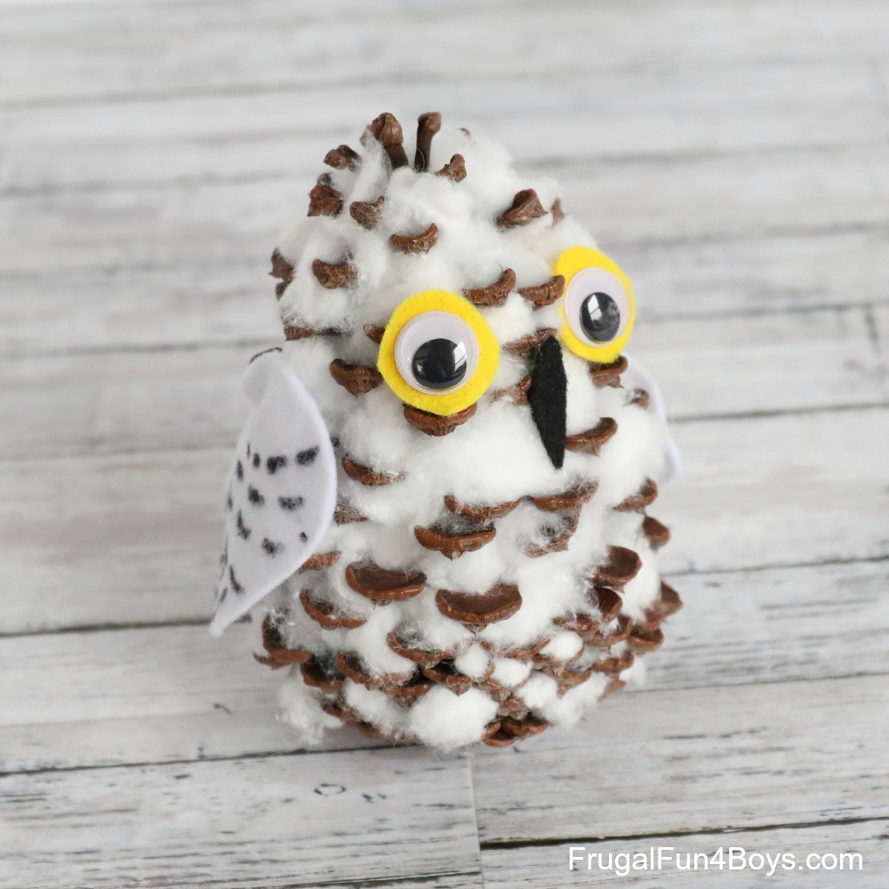 Adorable Pine Cone Snowy Owl Craft For Kids - Frugal Fun For Boys And Girls