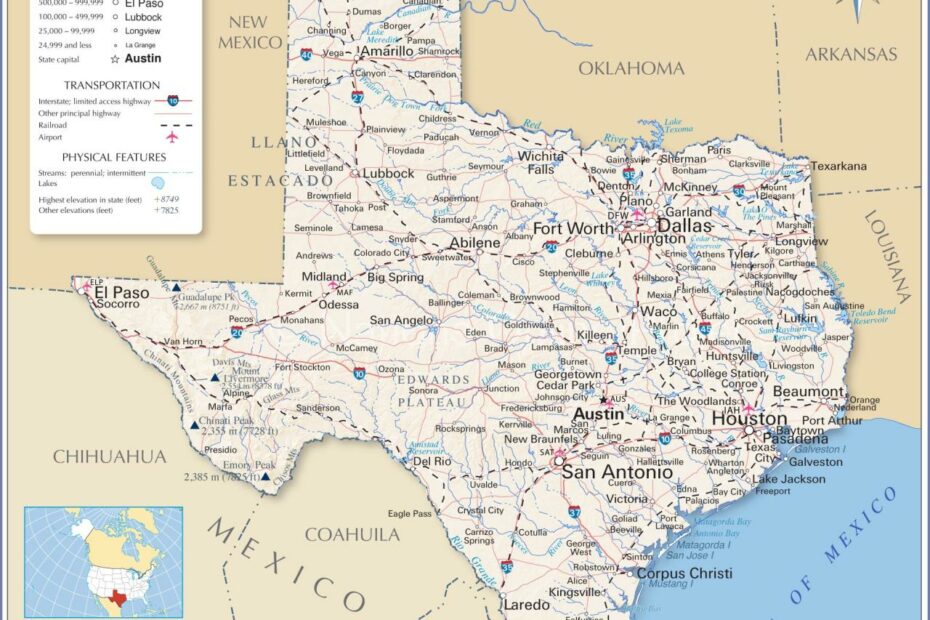Map Of Texas State, Usa - Nations Online Project