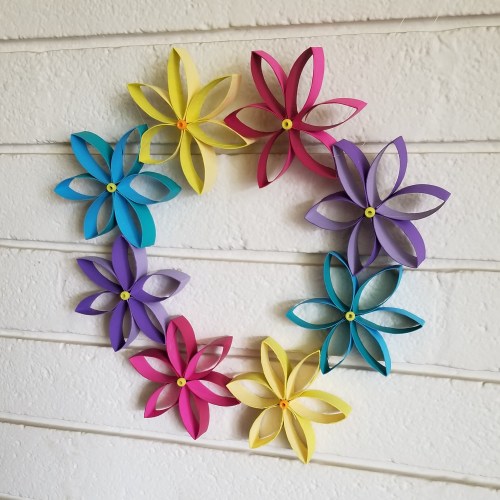 Toilet Paper Roll Flower Wreath | Spring Crafts | Woli Creations