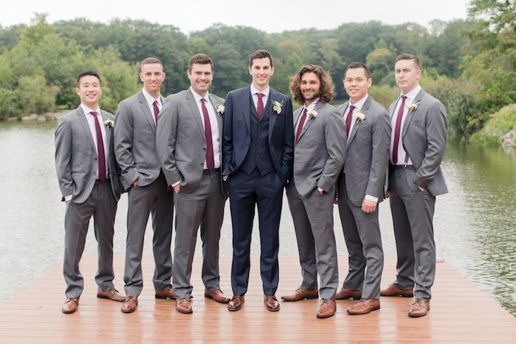 A Romantic Burgundy And Blush Wedding In New Jersey | Groomsmen Grey,  Burgundy And Blush Wedding, Gray Groomsmen Suits