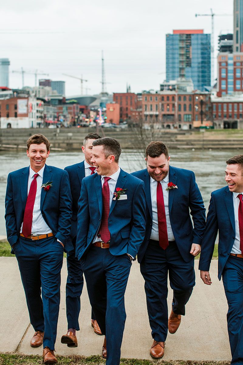 Burgundy And Navy Groomsmen Style | Groom Wedding Attire, Navy Groomsmen  Suits, Navy Suit Wedding