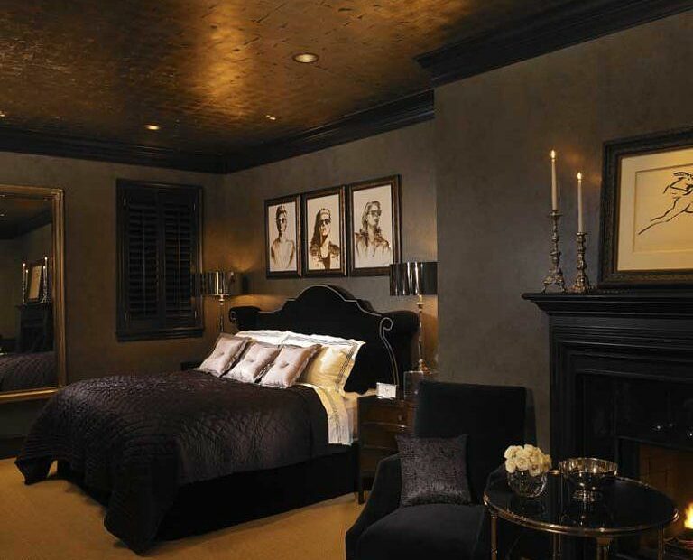 Black And Gold | Dark Bedroom Walls, Gold Bedroom, Black Gold Bedroom