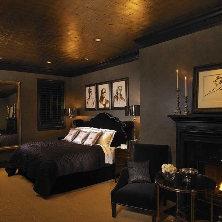 Black And Gold | Dark Bedroom Walls, Gold Bedroom, Black Gold Bedroom