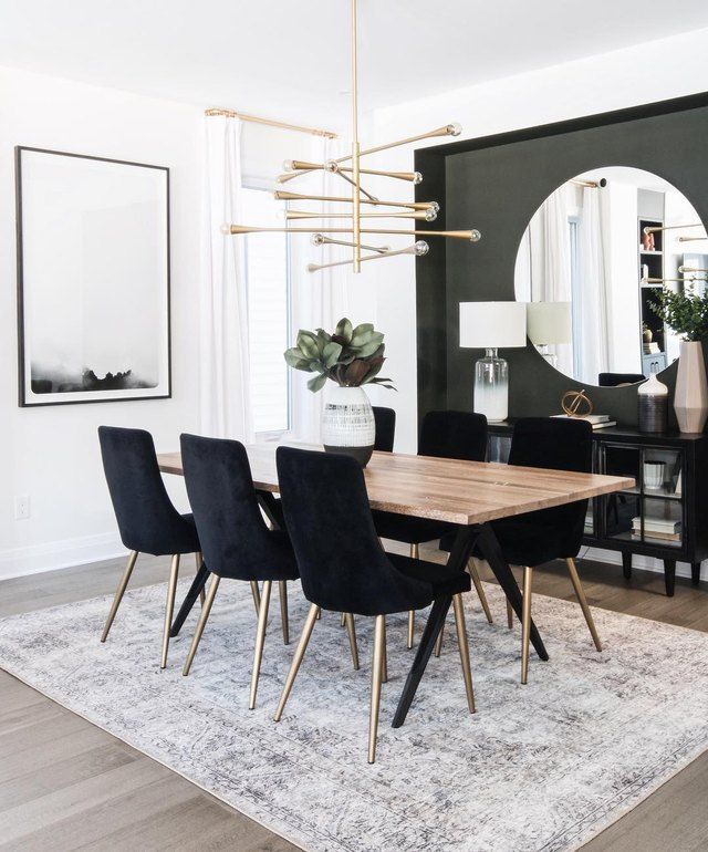 What'S Black And White And Gold All Over? This Dining Room | Hunker | Dining  Room Colors, Dark Living Rooms, Modern Dining Room