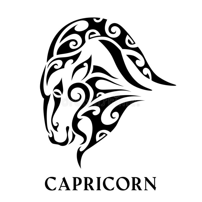 Capricorn. Tattoo Maori Tribal Style. Horoscope. Astrological Zodiac Sign.  Silhouette Isolated Goat Logo Stock Vector - Illustration Of Zodiac, Symbol:  162043820