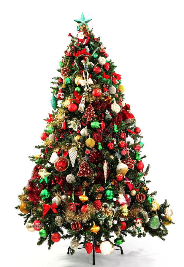 Christmas Tree Green, Red And Gold Stock Photo - Image Of Indoor,  Colourful: 17222846