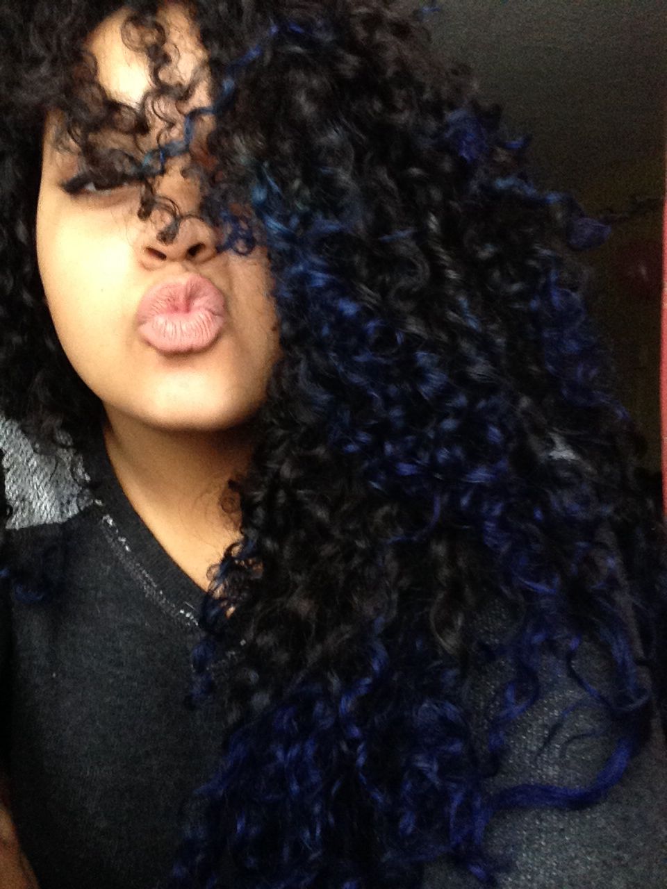 Blue Tips. Natural Curly Hair Ombré | Ombre Curly Hair, Turquoise Hair  Ombre, Edgy Hair