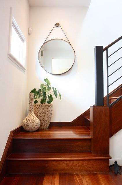 Mirror, Vases | Stair Decor, Home Decor, Landing Decor