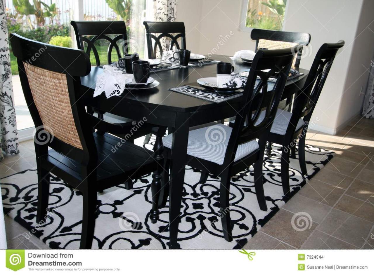 Dining Set In Black And White Stock Photo - Image Of Black, Spotless:  7324344